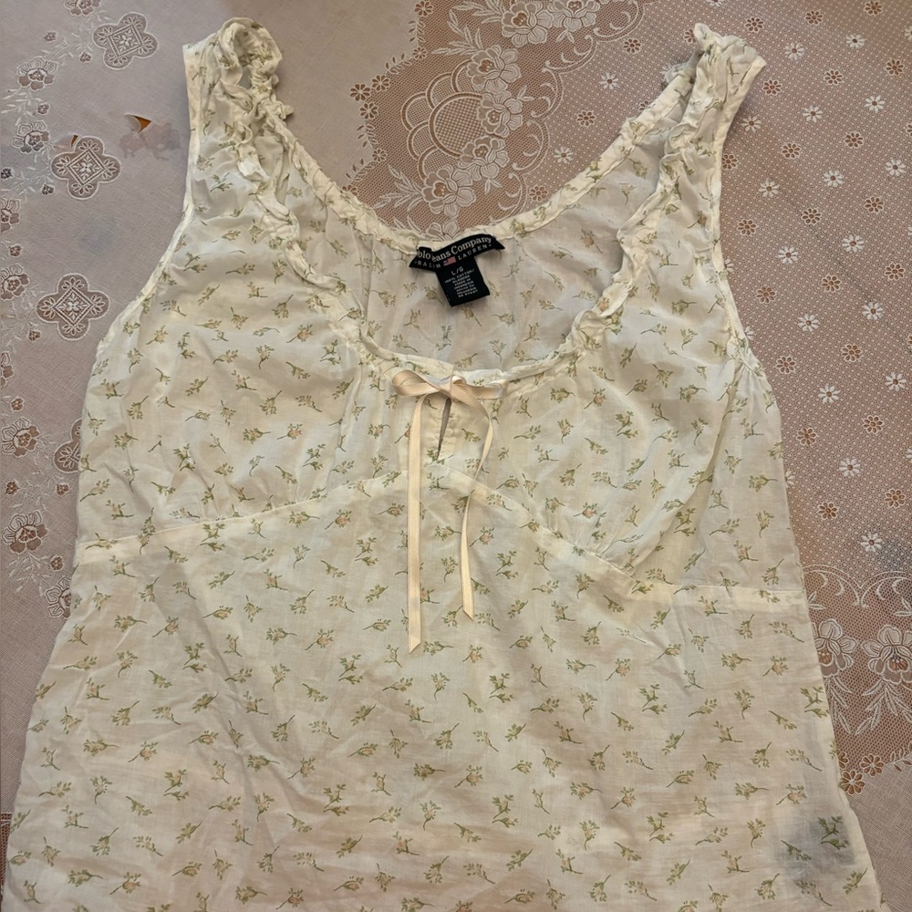 Ralph Lauren polo jeans company Cream Tie Front Ruffled Camisole